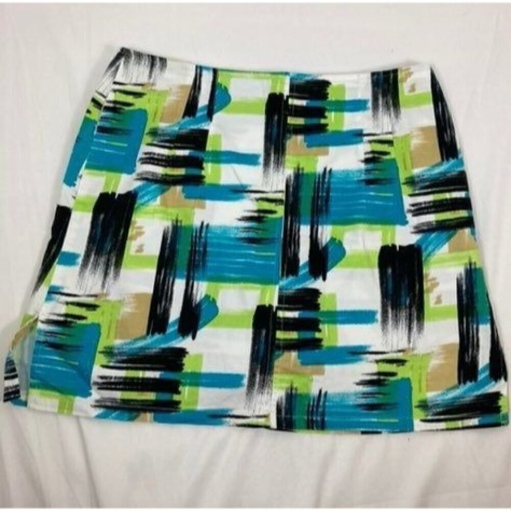 Womens Bamboo Traders Golf Skort Abstract Art To Wear White Green Blue Black 6P